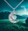 Chalcedony crescent moon detailed sterling silver pendant