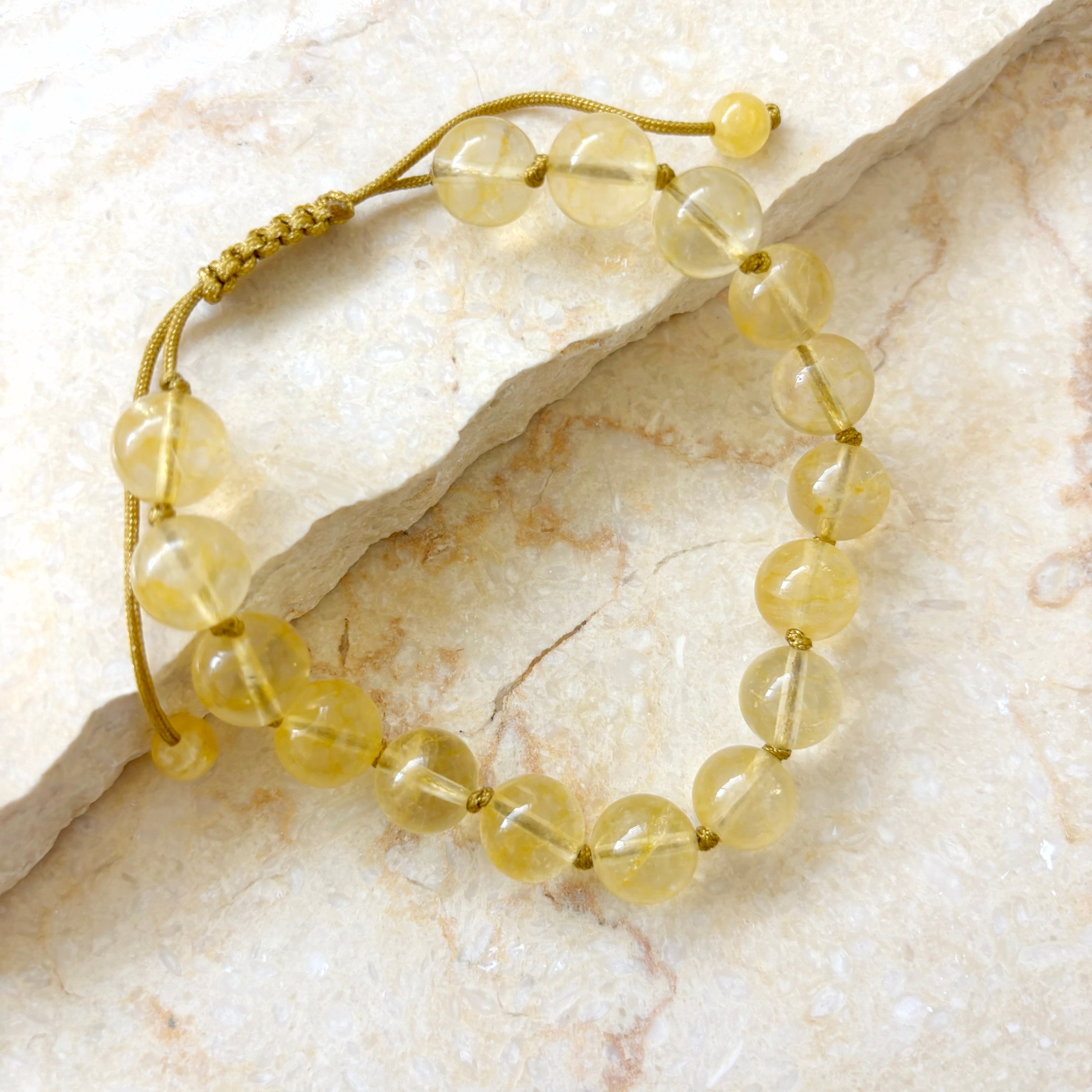 Citrine Adjustable Unisex Bracelet 10mm