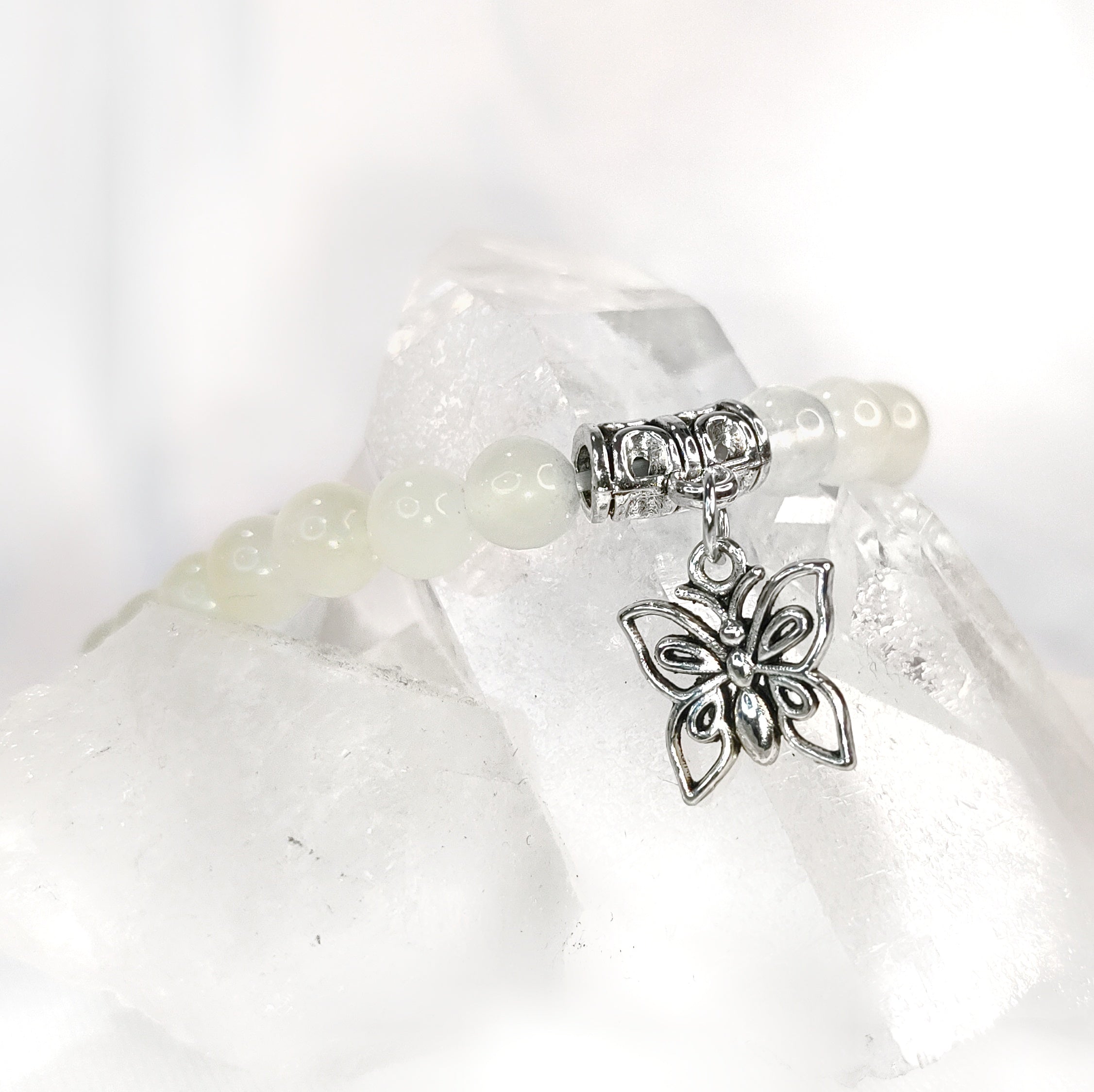 Butterfly Charm Crystal Bracelets - 6mm Crystal Variety