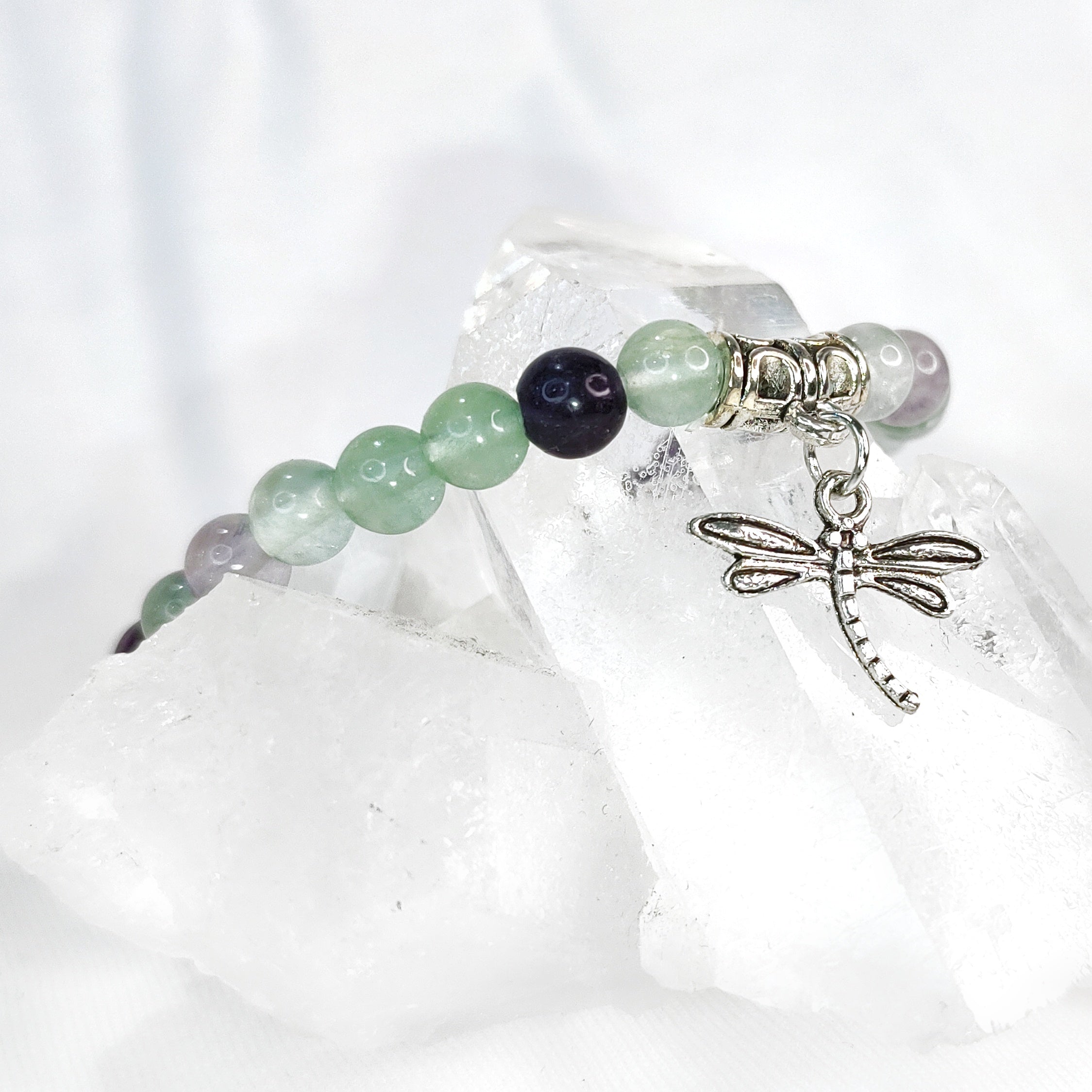 Dragonfly Charm Crystal Bracelets ~ 6mm Crystal Variety