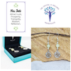 New Jade 8mm crystal bead drop earring with silver tree of life charm