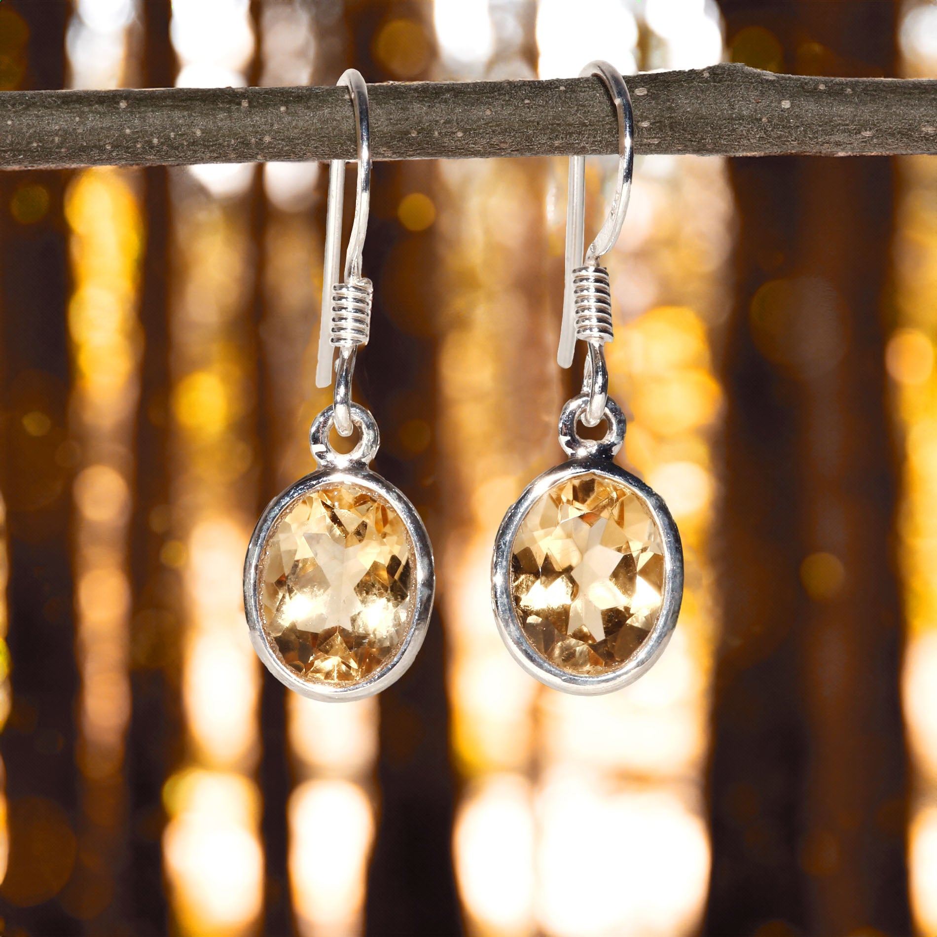 Faceted Oval Citrine Earrings