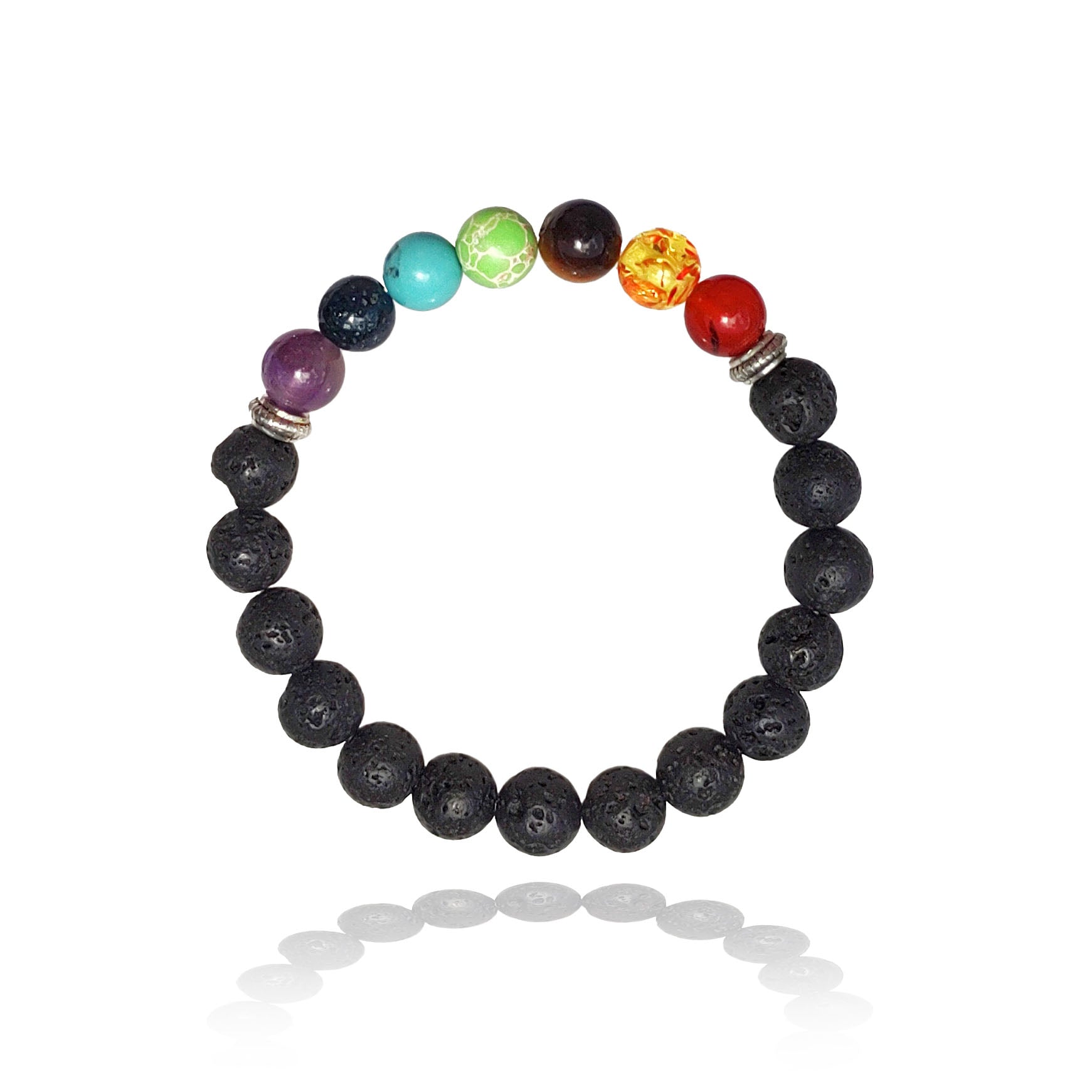 Chakra Lava bead bracelet 8mm