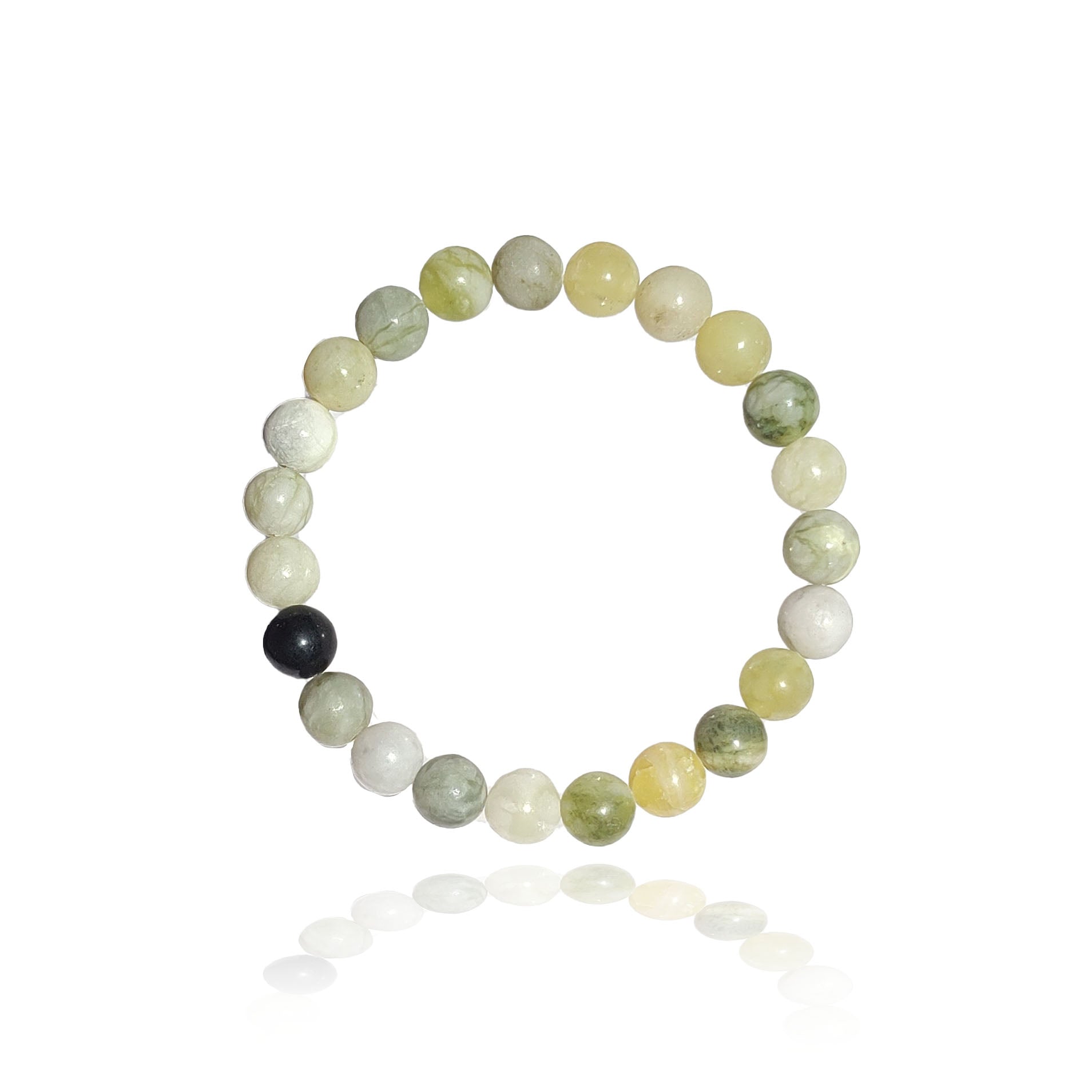 Flower jade polished bead bracelet in 6m and 8mm bead sizes