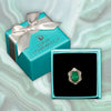 Malachite oval cut cabochon flower design sterling silver ring -  size 10, 9 and 8