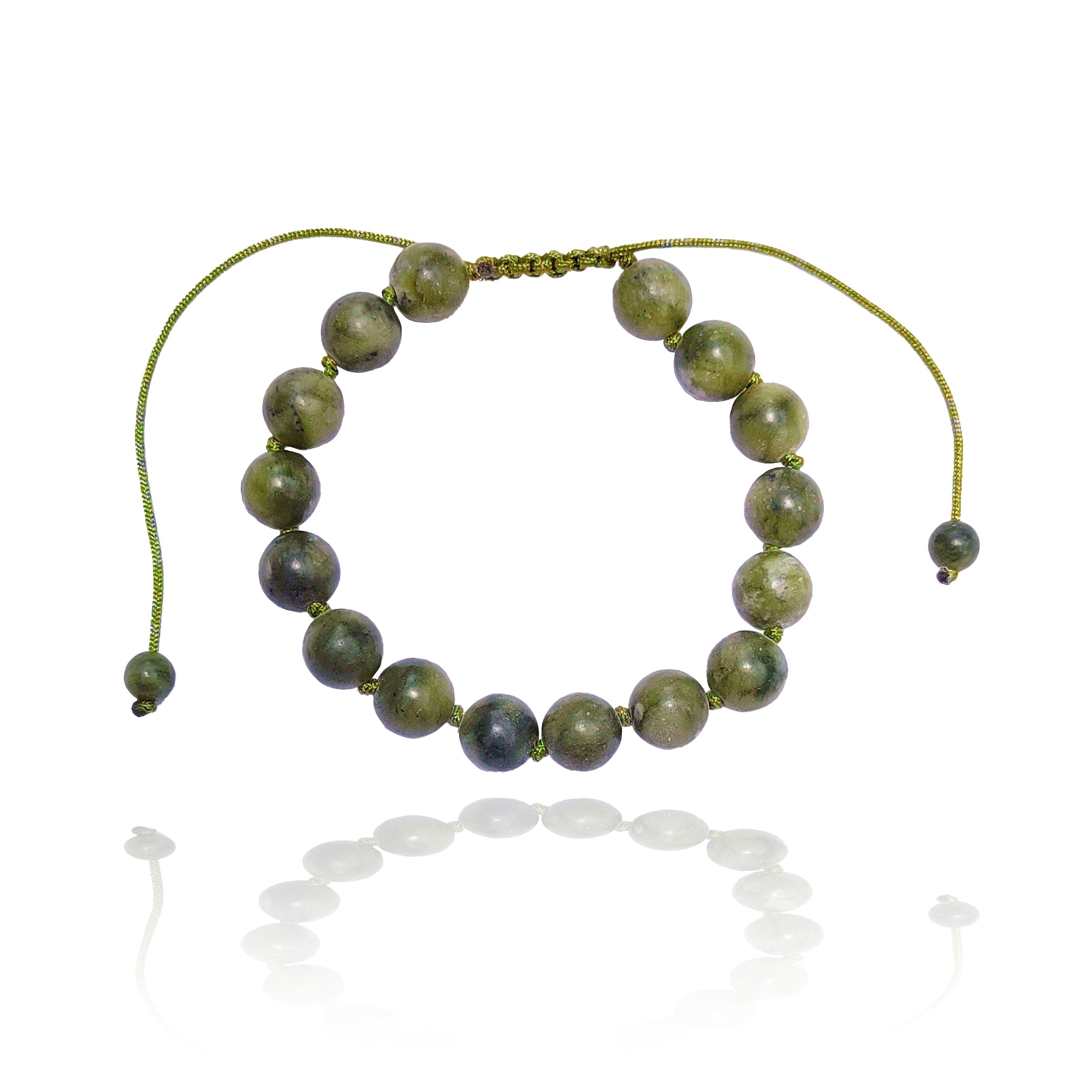 Jade Adjustable Unisex Bracelet 10mm in luxury gift box