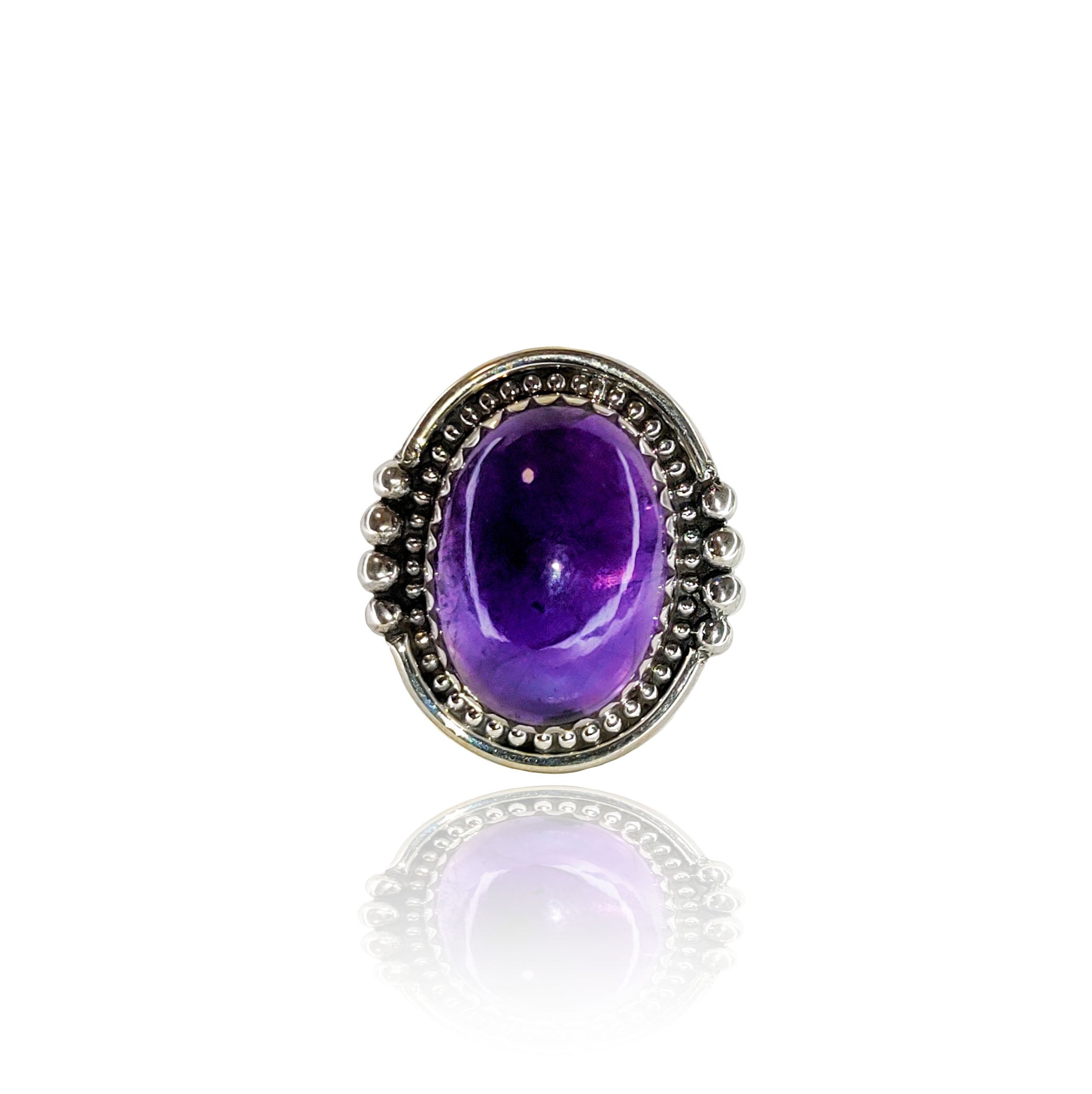 Amethyst Boho Ring Sterling Silver