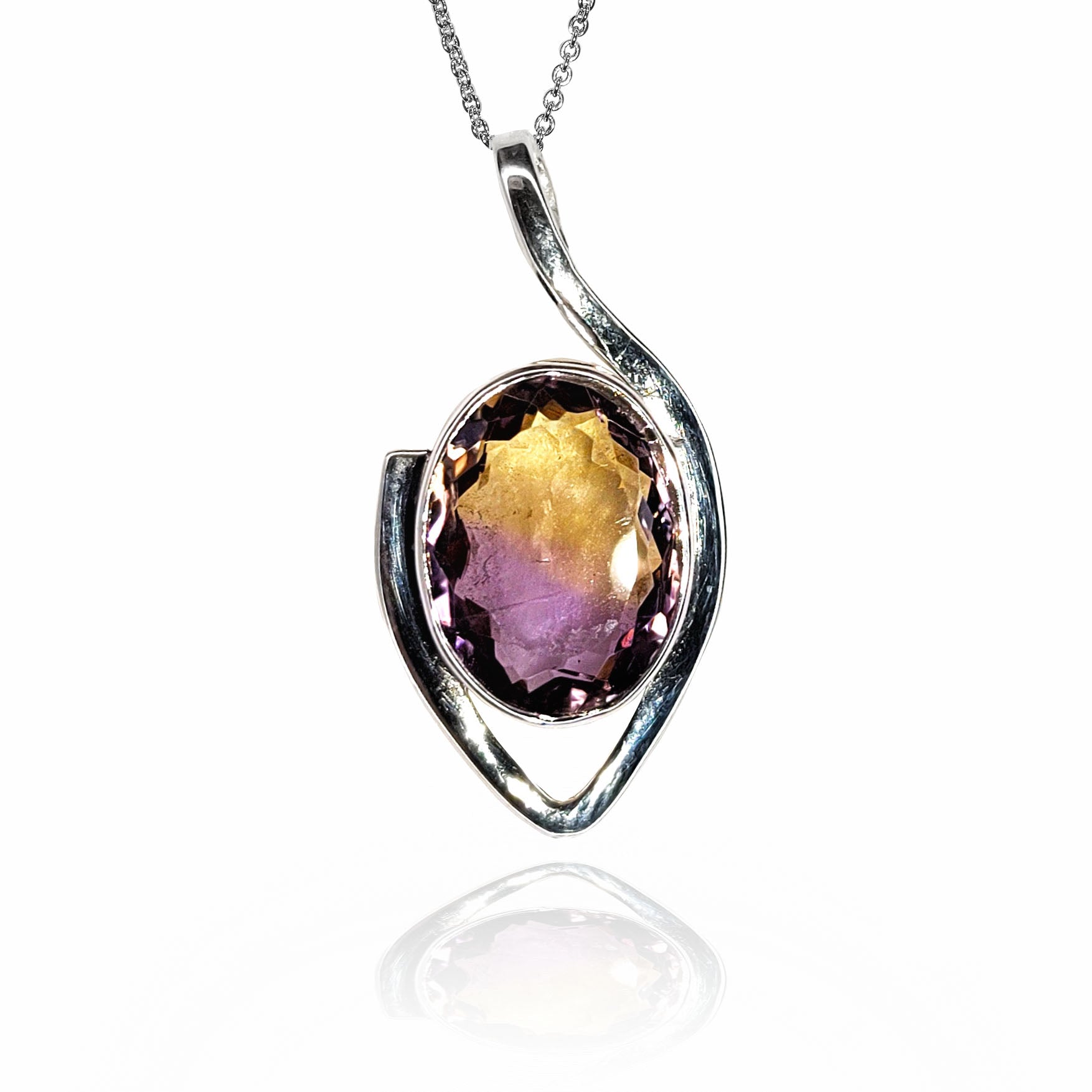 Natural Ametrine Oval Faceted Pendant