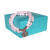 Rose Quartz 6mm crystal bead bracelet with rose gold Tree of Life charm