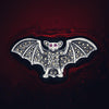 Ruby and marcasite bat brooch in sterling silver