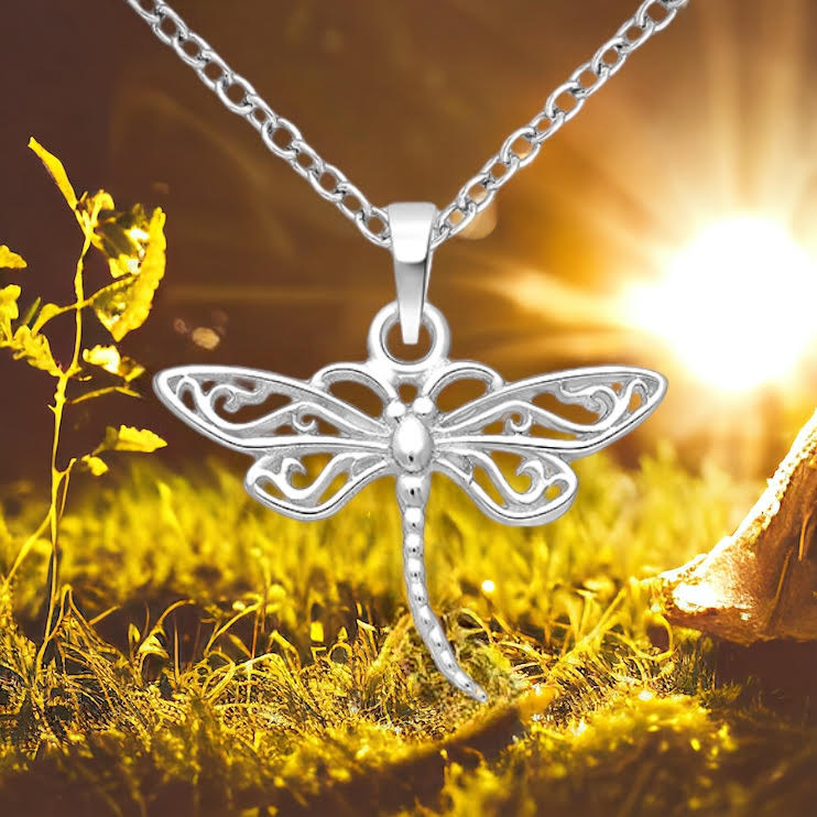 Dragonfly sterling silver pendant