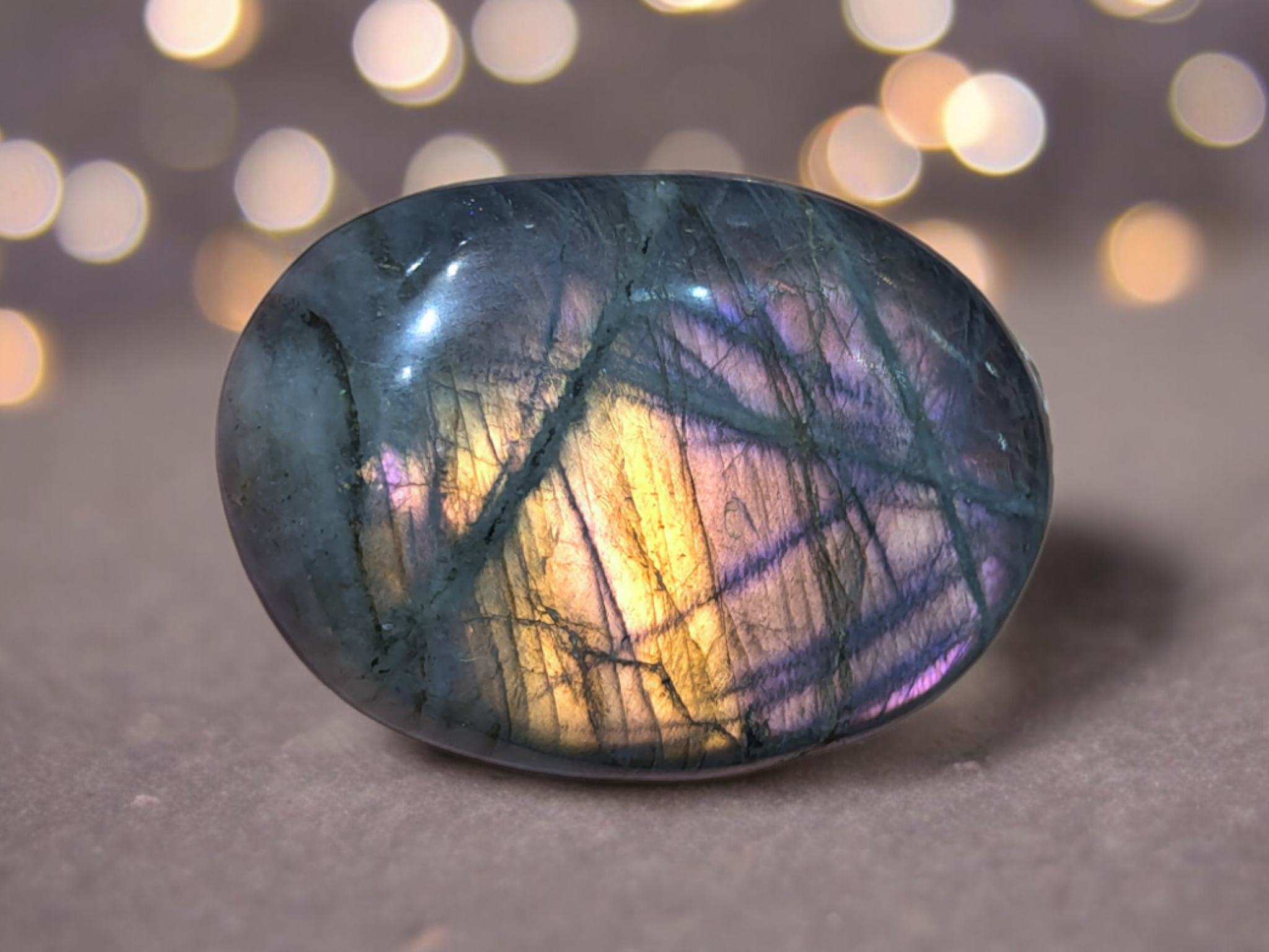 Magical flash labradorite palm stones