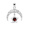 Garnet star crescent moon silver pendant Charms & Pendants The Crystal and Wellness Warehouse 