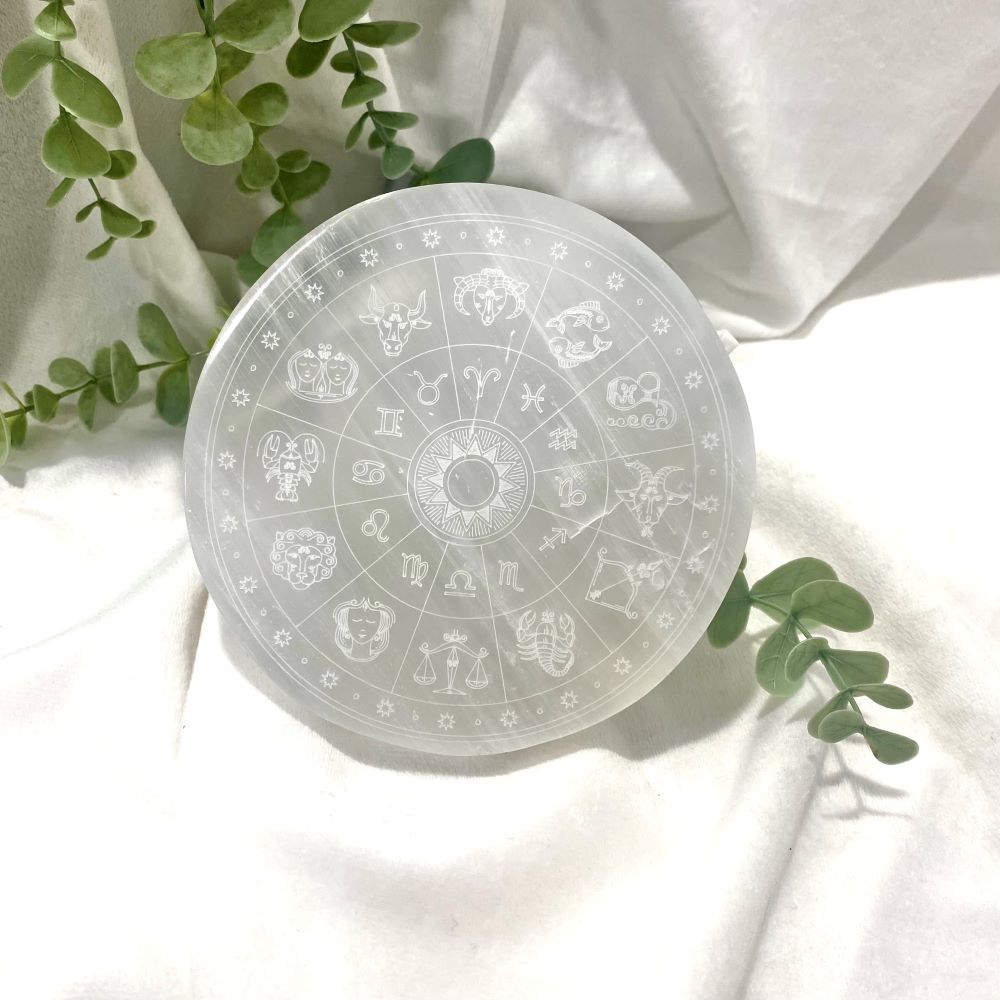 Selenite charging plate horoscope design