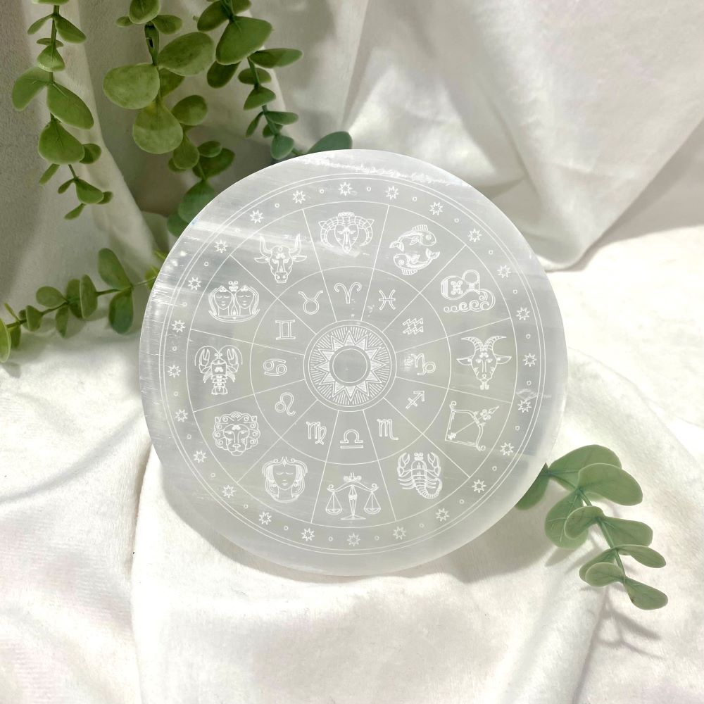 Selenite charging plate horoscope design