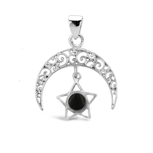 Onyx Star & Crescent Moon Pendant Charms & Pendants The Crystal and Wellness Warehouse 