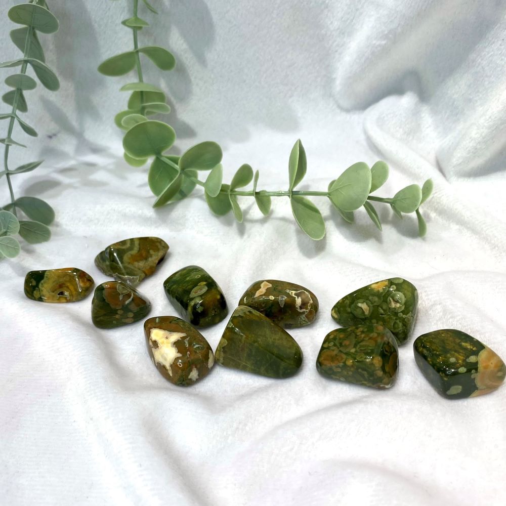 Rainforest jasper tumbled stone