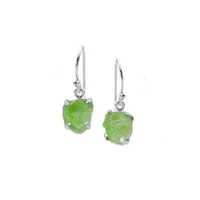 Raw cut peridot hook silver earrings Earrings The Crystal and Wellness Warehouse 