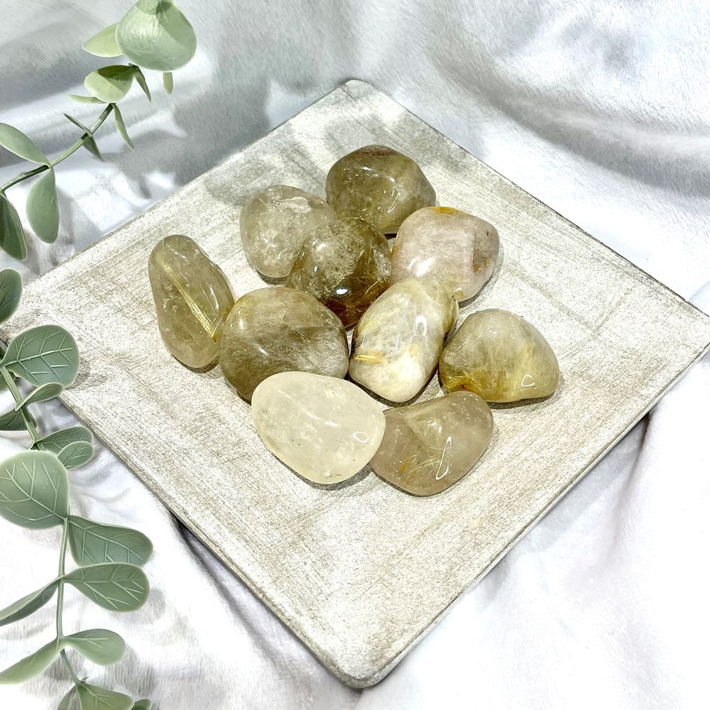 Rutilated quartz polished large tumble pieces - 3 sizes to choose from